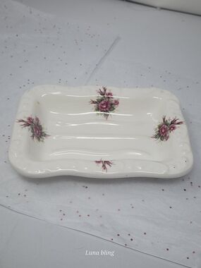 Athena White Ceramic Tray with Blue Maker Mark